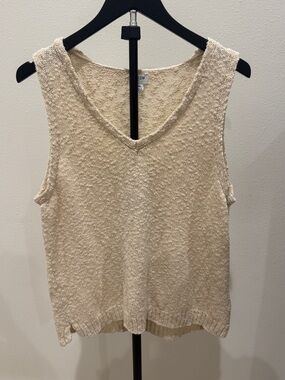 J. Crew Cream Textured Sleeveless V-Neck Tank